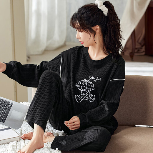 Pyjamas Spring et automne coton pur pur-pantalon à manches longues coréennes dessin animées décontractées d'automne d'été et de maison d'hiver GXT9928 M (recommandée 75-95jin [Jin est égal à 0,5 kg]))