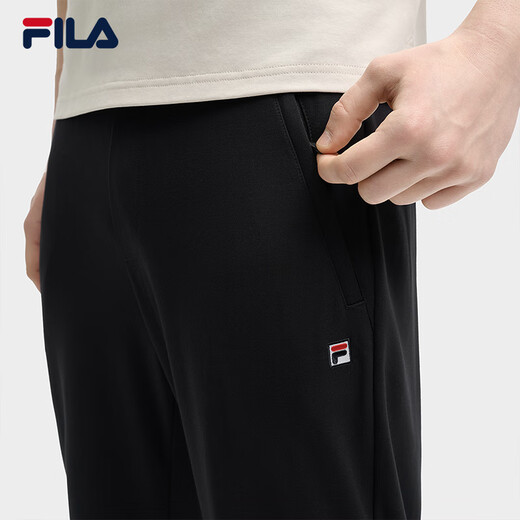 Fila Fila official men's knitted trousers 2025 summer new fashion casual simple basic straight pants men's black-BK L 175/84A/L