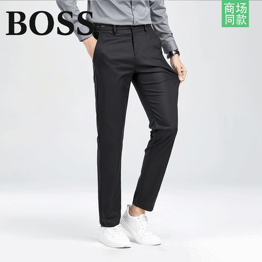 BOSS夏季新款天丝高档休闲西裤商务男装百搭抗皱裤子 9892实体-天丝黑色 29 适合90-110斤