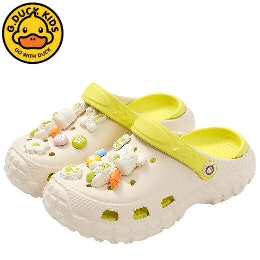 G.DUCKKIDS children's sandals for summer new style for boys and girls cartoon slim touching and anti-slip hole shoes for children's casual beach slippers gray 28