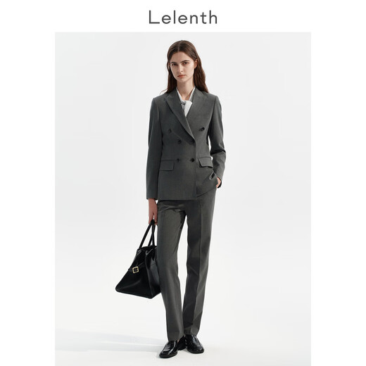 Oein Lerens cloth black double-breasted suit jacket female college student interview formal wear small waist suit suit black suit + straight trousers M