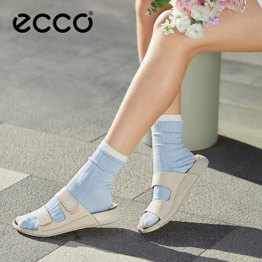 爱步（ECCO）勃肯鞋女 平底外穿凉拖鞋 软底运动沙滩鞋  科摩206823 石灰色20682302378 38