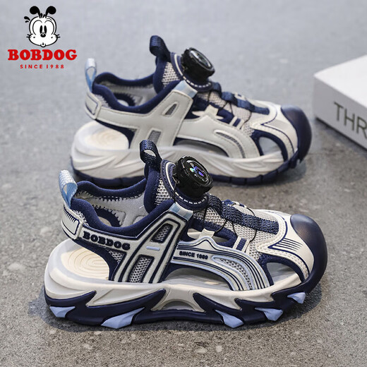 BOBDOG (BOBDOG) BOBDOG children's sports sandals boys' shoes 2025 new youth shoes non-slip boys beach shoes LY920K black blue 31 shoe inner length 19.8cm