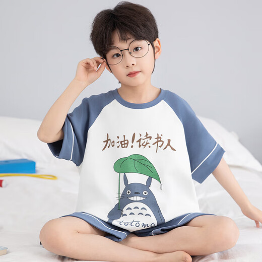 儿童睡衣男孩夏季纯棉短袖薄款中大小童哪吒青少年2025新款家居服 【100%纯棉】YM-693龙猫 100 【8码】建议身高93-103CM