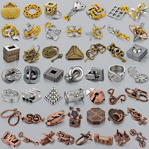 安迪泰鲁班锁10-15岁新款puzzle解谜玩具合金益智孔明锁全套高智力拼装 新款-合金海洋6件套 赠收纳袋+解析