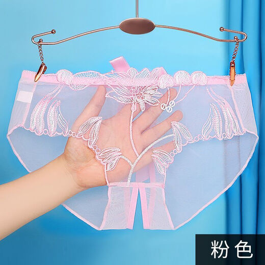 Yan Beiwei Modal sex fun, open crotch fat mm large size slit underwear for women, sexy lace embroidery, thong briefs, 838 purple, 1 strip 2XL [150-170Jin[Jin equals 0.5 kg]]