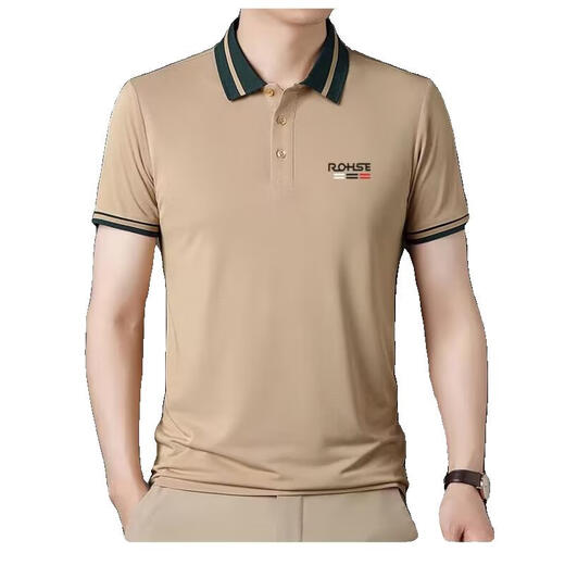皮尔卡丹轻奢高档夏季桑蚕丝短袖t恤男时尚宽松大码中年薄款Polo.衫男装 9918桔色【高档耐穿】 M 165建议90-120斤