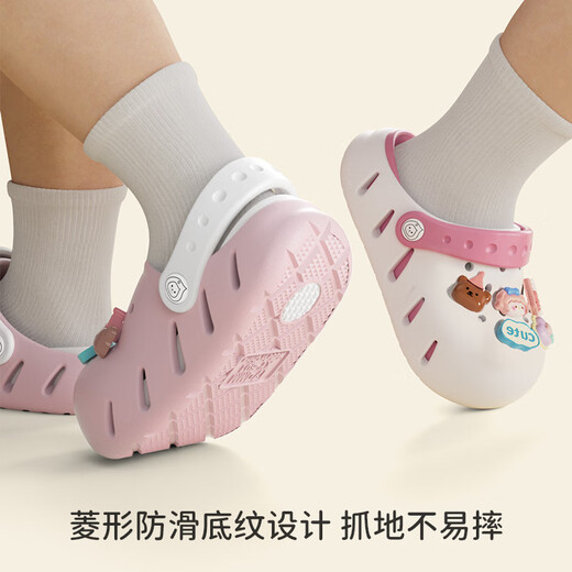 SEVEN ONLY OLINE acrylic shoe flower DIY children's clog shoes for women summer with heel two-color removable soft bottom EVA baby sandals pink 16 cm inner length 160 foot length about 15-15.5 to wear