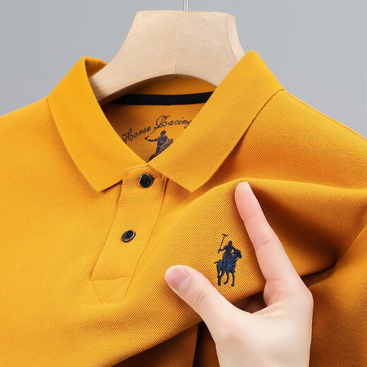 传奇保罗保罗POLO衫男士长袖t恤纯棉中年爸爸春秋装高端上衣服秋衣体桖丅 6626白色 15XL 165/m/48