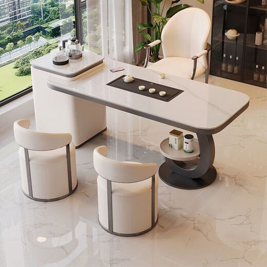 Slate balcony tea table and chair combination light luxury modern kettle integrated coffee table living room household small tea table single table pattern optional 1.2 meters free tea set