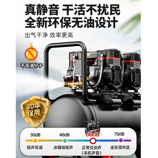 
Wanhe Air Compressor Inflatable Pump Small 220v Portable Industrial Grade Woodworking Silent High-Pressure Air Compressor 3890W-70L [LCD Digital Display Dual Motor]