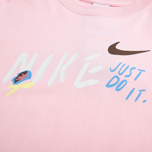 耐克（NIKE）女装运动套装25夏新款舒适透气时尚印花短袖T恤宽松五分裤 两件套 FJ7714-690+HM6983-133 L