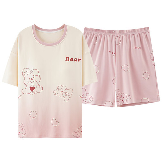 Cat Man (Miiow) Pajamas para mujeres en verano algodón puro manga corta dibujos animados dulces de dibujos animados para mujeres para ropa al aire libre set de ropa para el hogar de gran tamaño KNC3519 L