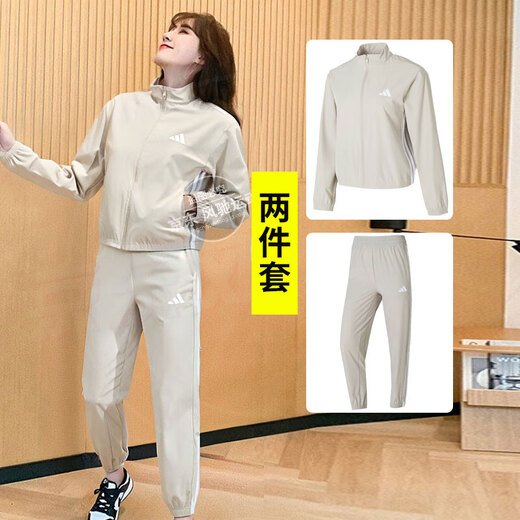 阿迪达斯 （adidas）女装套装秋季新款运动服立领夹克外套上衣休闲裤束脚长裤 两件套 JE6173+JD6522/梭织 M/165