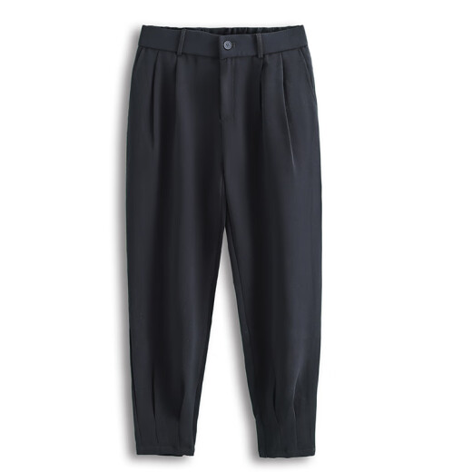 Pierre CARDIN (PIERRE CARDIN) ice silk men's pants 2025 new summer drooping trousers zippered feet harem pants loose casual pants suit pants black XL [140-160Jin [Jin equals 0.5 kg]]