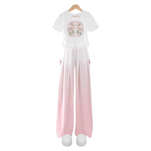
NICKYBABY Girls' Chinese Style Set Summer Dopamine 2025 New Children's New Chinese Summer Two-Piece Set Girls' Children's Summer 15117 Gradient Purple + 9922 White 150 cm