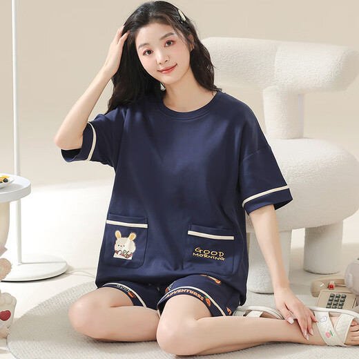Cat Man (Miiow) Pajamas para mujeres en verano algodón puro manga corta dibujos animados dulces de dibujos animados para mujeres para ropa al aire libre set de ropa para el hogar de gran tamaño KNC3519 L