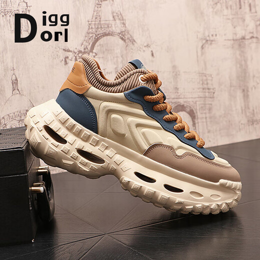 Diggorl Brand Herrenschuhe, Reifensälen, Daddy-Schuhe, Herren 2025 Frühling Neue dick-solide Höhe-verstärkte Gelegenheitsschuhe, vielseitige Sportschuhe, Männer Mailand 12807 [Hochverbesserte Version] 38 (Standard-Lederschuhgröße)
