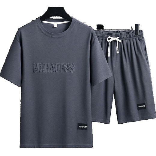 Buntes Edelstein für Herren Sommer Schnelltrockne Kurzärmler T-Shirt Trendy Sports Set [Set] 829 Gray M empfohlen 100-120jin [Jin ist gleich 0,5 kg]