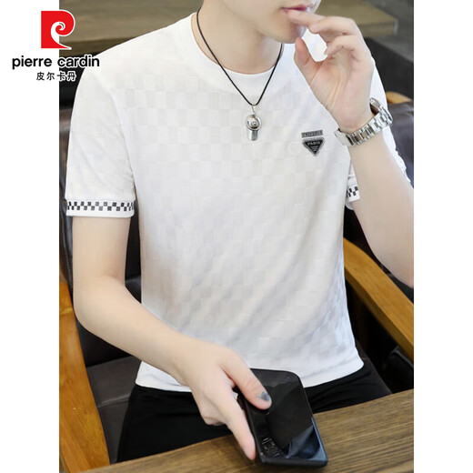 
Pier Cardin summer men's ice silk short-sleeved T-shirt slim half-sleeved quick-drying T-shirt thin high elastic trendy handsome top [two pieces] 890 white + 698 black 3XL 160-175Jin [Jin equals 0.5 kg]