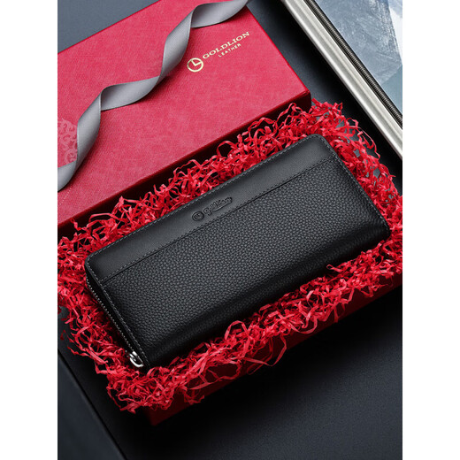 Jinlilai Casual und modische Kuhläden -Herren -Tasche Lange Brieftasche mehrere Kartenhandtaschen Geschenkbox Geburtstagsgeschenk für Freund