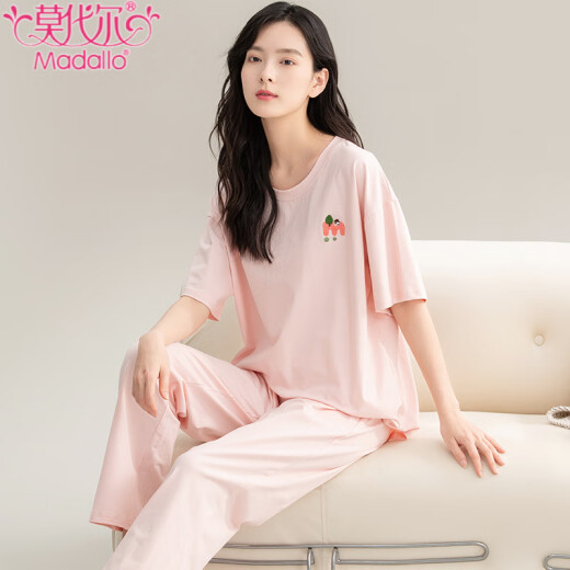 莫代尔睡衣女夏季新款纯棉短袖长裤夏天休闲宽松女士可外穿家居服套装 CM65028【女】 Z9716 M 【建议80-100斤穿】