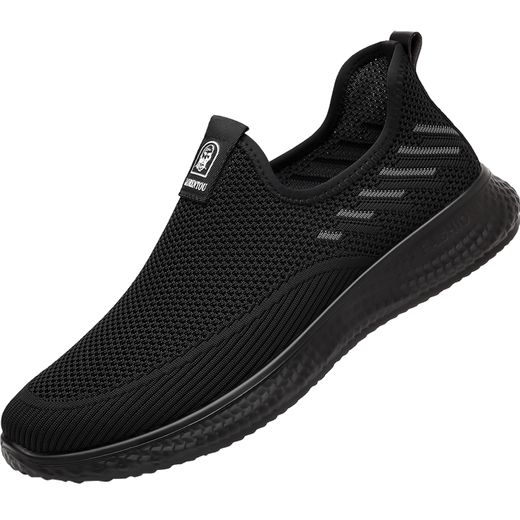 
Old man's head (LAORENTOU) mesh shoes men's 2025 summer new breathable mesh shoes flying knit sneakers middle-aged dad shoes XYR15933 black 38