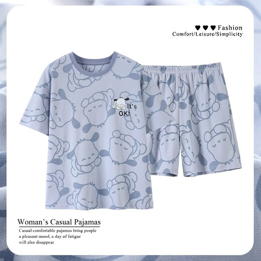 
Jingpufei sweet pajamas for women in summer short-sleeved cute home clothing set 2025 Guangzhou Thirteen Lines 683 Sleeping Dogs, average size 4XL code [Suggested 172-200Jin [Jin equals 0.5 kg]]