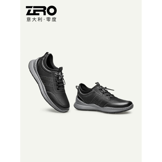 零度【休闲皮鞋 断码捡漏特价】ZRO男鞋休闲鞋真皮男士轻便柔软 黑色 d13799 44