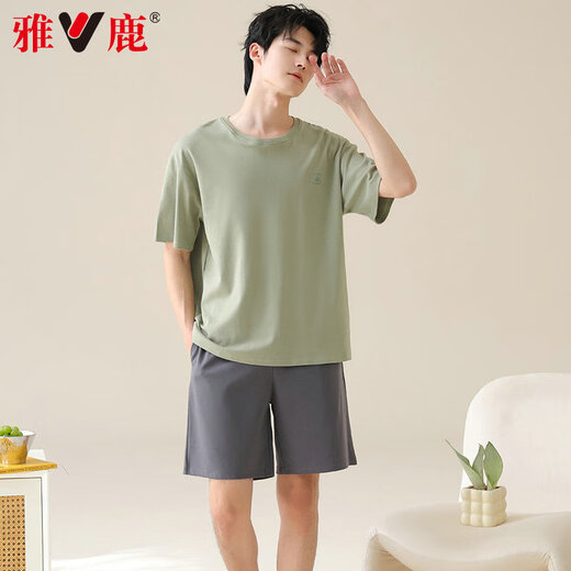 El algodón de algodón puro de pijama para hombres yalu para hombres delgados delgados de manga corta se puede usar ropa casera casual de ropa para niños de gran tamaño 42M13601 XL [Peso recomendado 120-140Jin [Jin equivale a 0.5 kg]]]