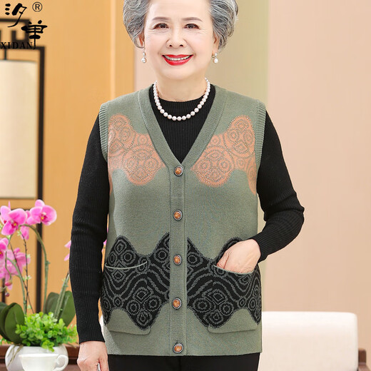 姿伟祺中老年人春装女奶奶外套老人女款背心老太太衣服妈妈春秋马夹 紫色(12805) XL (建议120-135斤)
