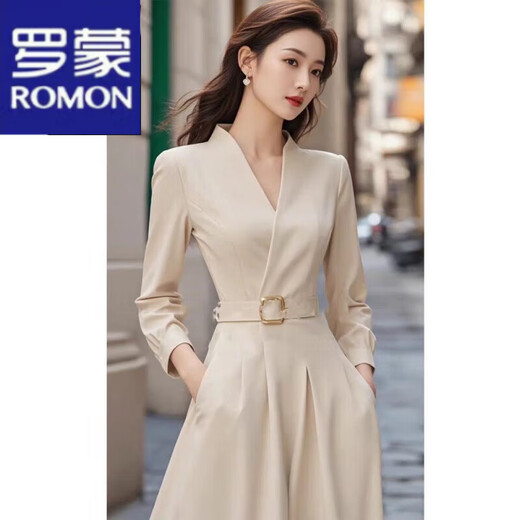 罗蒙（ROMON）连衣裙女2024秋季新款修身显瘦奢正式场合气质通勤白领商务裙子 连衣裙 S