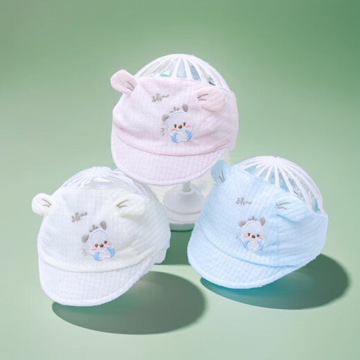莱森熊（LAISENXIONG）婴幼儿夏季透气护囟门帽子带帽檐newborn凉帽 黄色QX13962可爱可萌 遮阳凉帽 建议3-12个月 头围37-46cm
