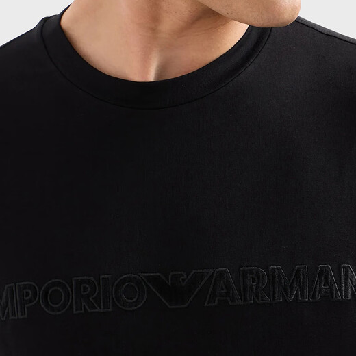 ARMANI/阿玛尼 EA 刺绣鹰标男士时尚丝光棉短袖圆领T恤 6D1T98 1JOCZ 灰色 677 S