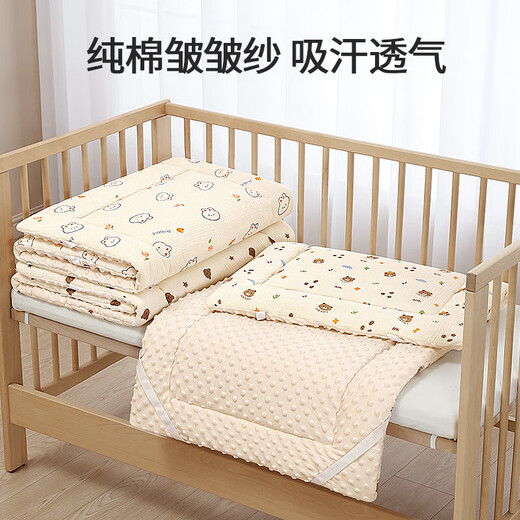 Li Mengsi baby mattress pure cotton washable newborn baby splicing bed sleeping pad children's kindergarten mat special pad quilt Rabbit wrinkled yarn double-sided mattress (soft 100*60cm