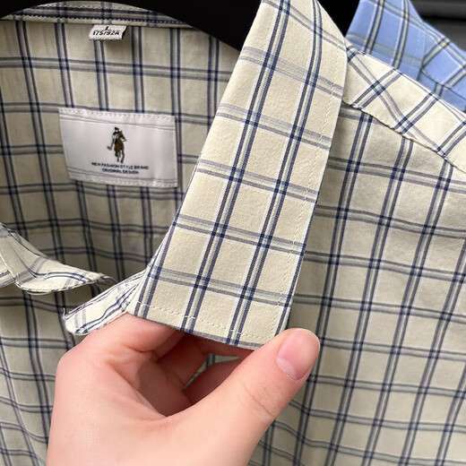 CAR CLÁSICO 100% Pure Cotton Summer Nuevo hombre de manga corta Masca Business Casual Plaid Malyved Men's Shirt Middle-Eby y Young AN15271 Caki XL