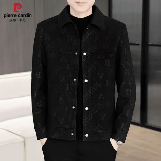 
PIERRE CARDIN2025 autumn and winter new men's casual fashion lapel letter jacket versatile trendy jacket 826 black 826 guarantee M (95-115Jin[Jin equals 0.5 kg])