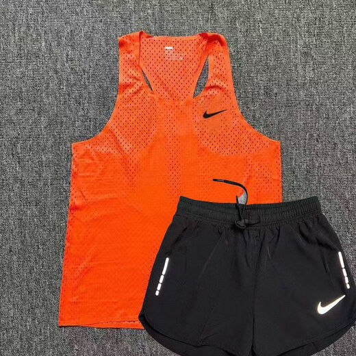 NBA KIDS-NIKE体育训练套装男女马拉松跑步无袖健身背心运动田径速干短裤 耐克大网眼白色背心+三分裤打钩 耐克L