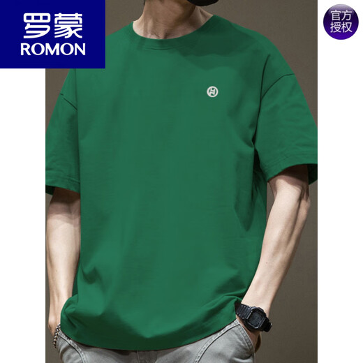 罗蒙（ROMON）潮流美式短袖t恤男夏季纯棉圆领百搭休闲2025新款潮牌宽松港风T恤 白色-1365短袖 S 【建议80-110斤】