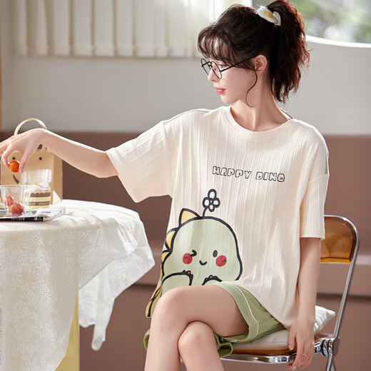 帕兰朵夏季睡衣女卡通可爱薄款学生短袖短裤春秋天两件套装可外穿家居服 GXT6630 2XL (建议130-145斤)