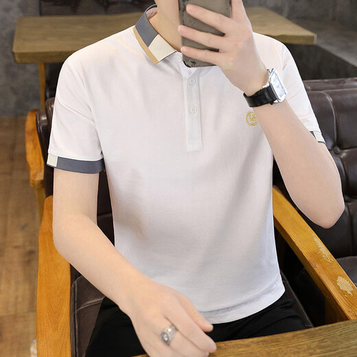 啄木鸟条纹短袖t恤男夏季韩版商务休闲翻领polo打底衫男款夏装上衣服 736绿色 M