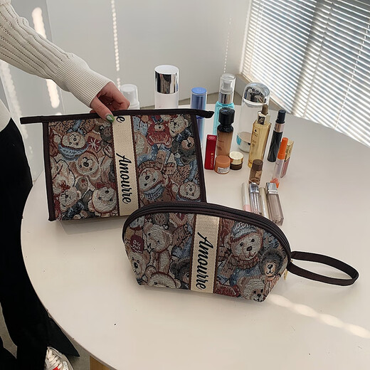 Cute Cartoon Bear Cosmetic Bag Large Capacity Portable Toiletries Bag Travel Storage Bag Portable Clutch Storage Bag Style 1