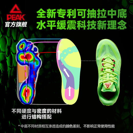 Peakstyle extrem beispiellose Basketballschuhe Herrenschuhe Neue Polsterung mit Low-Top-bequemer Herren-Kee-resistenter professioneller Turnschuhe Flash Green- [Bamboyeqing] 42