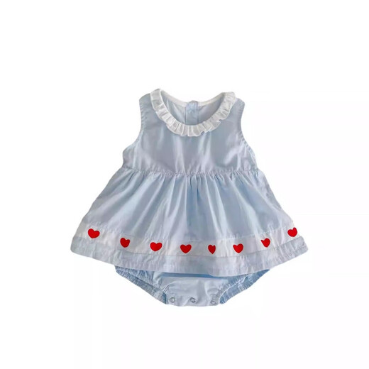 迪士尼（Disney）婴儿衣服夏季甜美包屁裙女宝宝可爱夏装洋气公主连衣裙超萌背心裙 6623*蓝哈衣 80