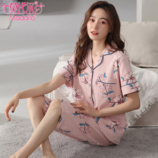Modal Pure Cotton Pyjamas für Frauen im Sommer Neue Strickjacke Revers in Kurzärärmelte, gelöste Hose Lose großer Freizeitbekleidungsanzug für Frauen NX9898 3XL Frauen