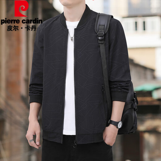 Pierre Cardin Baseball Uniform Herrenjacke 2024 Frühlings- und Herbst-Kleiderständer Slim und Slim Casual Youth Jacket Top K12109 Schwarz 2xl Empfehlung 140-160 Jin [Jin gleich 0,5 kg]