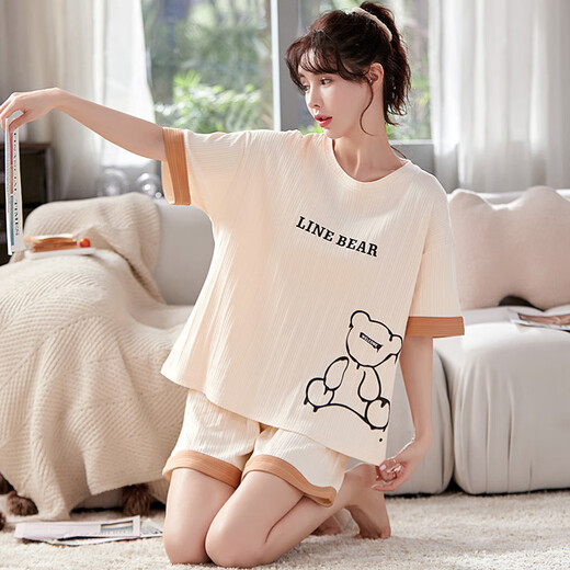 帕兰朵夏季睡衣女卡通可爱薄款学生短袖短裤春秋天两件套装可外穿家居服 GXT6630 2XL (建议130-145斤)