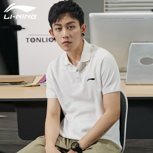 Li Ning lapel polo shirt men's short-sleeved clothes spring and summer new summer pure cotton casual breathable half-sleeved T-shirt men's T-shirt