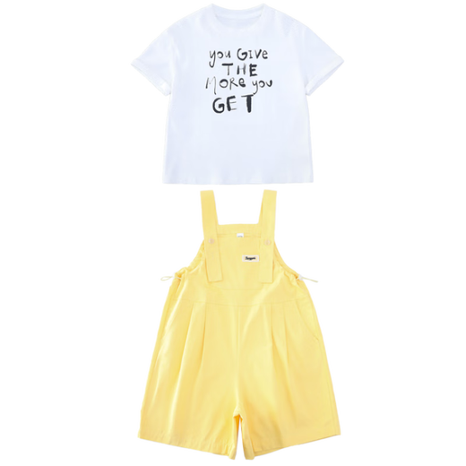 Disney Girls Overalls passt zum Sommer 2025 Neues modisches mittleres und großes Kinder Sommer kurzärmelig T-Shirt Zwei-teiliger T-Shirt 130 cm