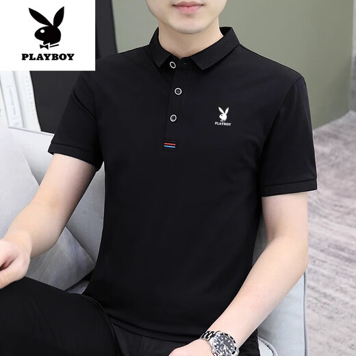 花花公子（PLAYBOY）高档新款夏季短袖T恤polo.衫男士纯棉时尚潮流修身帅气男t半袖 844白色 L 100-125斤